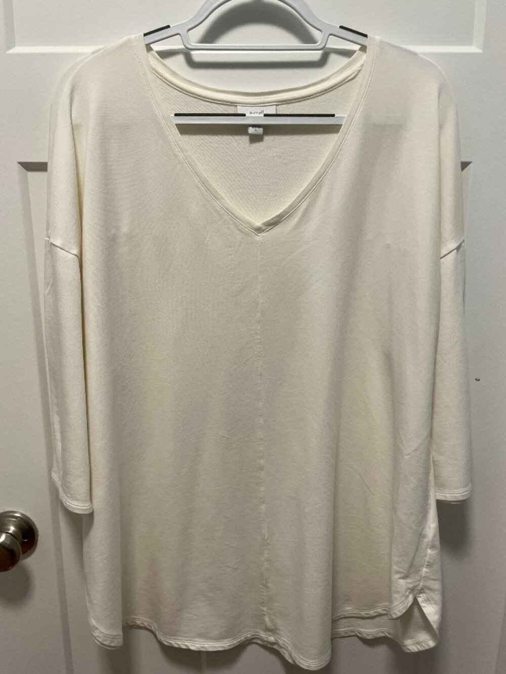 Pure Jill J.Jill Pima Cotton Tencel Modal V-Neck Tunic Tee Shirt Top Cream XL